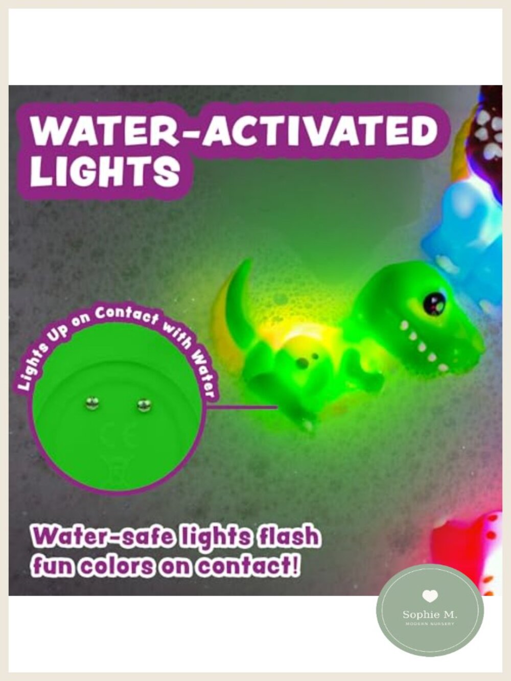 Dinosaur Light Up Bath Toys 6 Pack Water-Activated Sensory Toddler - Picture 4 of 6
